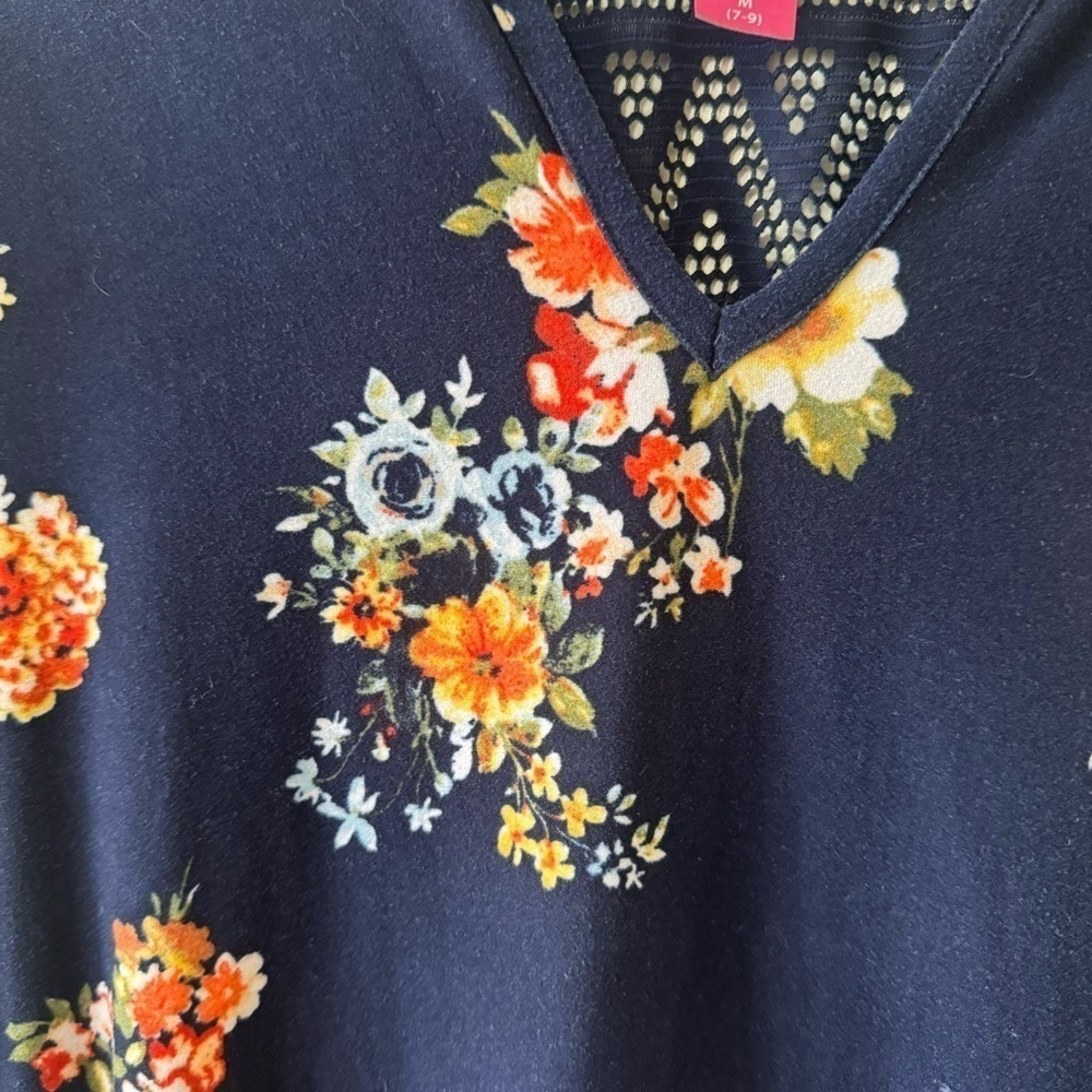 Dark Blue Floral Dress - Picture 7 of 8